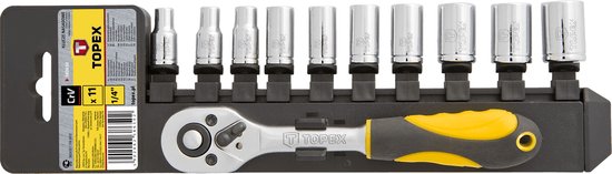 "Topex Doppen met Ratel 1/4"" DIN 3122"