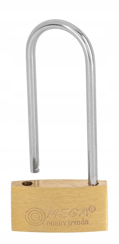 MEGA Messing Hangslot met Lange Beugel 50mm - 3 Sleutels