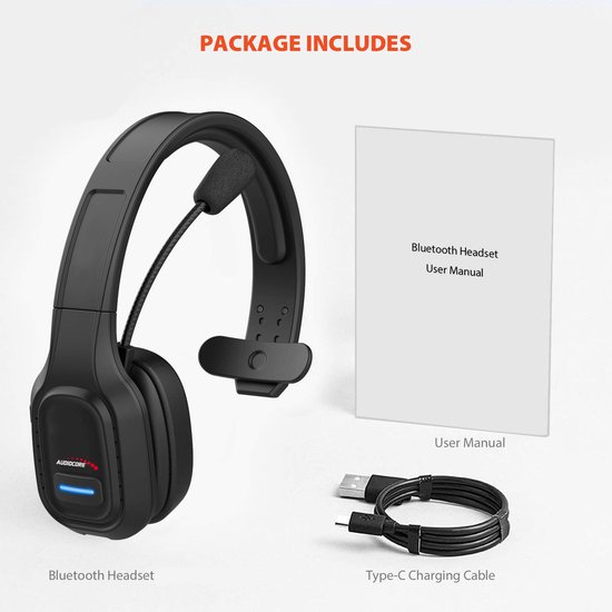 Bluetooth Hoofdtelefoon met Ruisonderdrukking-  Handsfree draadloos-  32 uur gesprekstijd