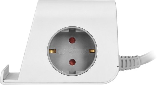 Bureau stekkerdoos met USB A & C en draadloze oplader - Verdeelstekker met kabel - Verdeeldoos met schroefklem - Stopcontact met splitter 2 voudig - Wit