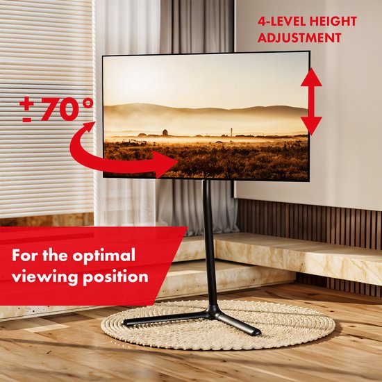 Maclean - TV-statiev - TV-houder - vloersteun voor TV, 32-70" - Vloerstandaard TV steun - max. VESA 400x400, max. 40 kg - MC-494 - Zwart