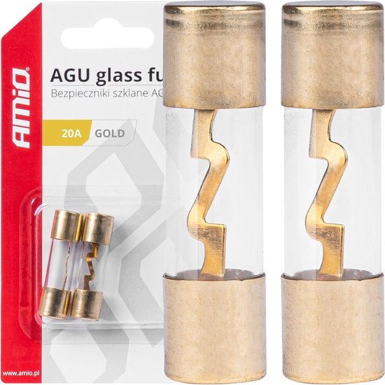 AMiO AGU Auto Glaszekering 20A Glass Fuse Zekering (set 2 stuks)