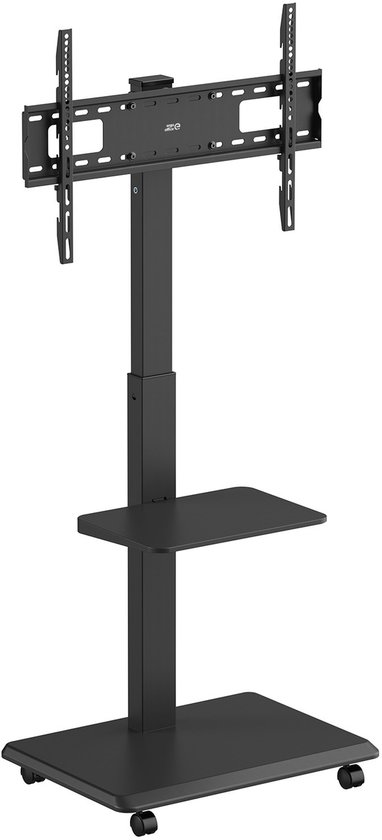 ErgoOffice - TV-standaard - trolley - max. belasting 50kg / 5kg plank - max. VESA 600x400 - ingebouwde contactdoos - zwart, ER-304 B