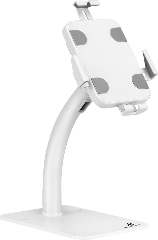 Maclean - Tablethouder voor desktop met slot - 7,9"-11"- universeel - MC-468W - Wit