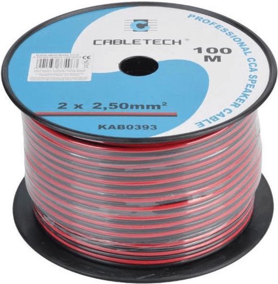 Cabletech luidsprekerkabel CCA 2 x 2,50 mm² rol 100 m