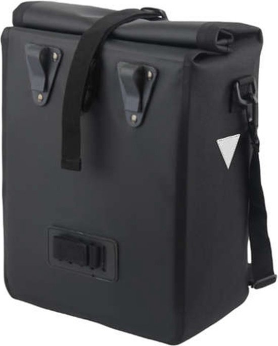 Trizand Multifunctionele Enkele Fietstas met Roltop 15-20 Liter - Shopper Schoudertas met Draagband - Zwart
