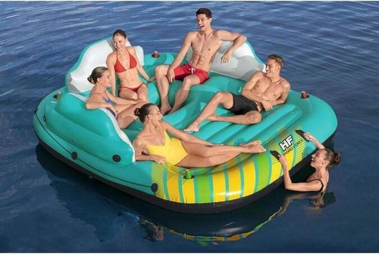 Bestway - Opblaas eiland - 5-persoons - 291x265x83 cm - groen, geel