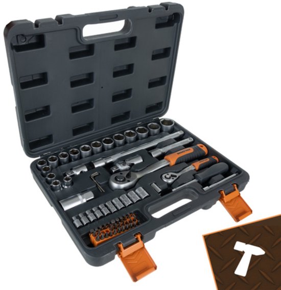 Bigstren Professionele 72-delige doppen en ratelset met CrV gereedschap voor huis en auto