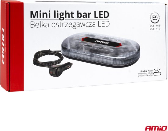 AMiO Stroboscoop Zwaailicht Hoge Intensiteit Magnetische Houder Mini Lichtbar / LED Bar WLB78 293x171mm R65 R10 48LED 12/24V IP56 Oranje