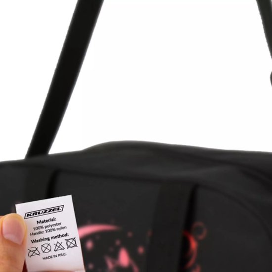 Kruzzel schooltas 13L zwart met roze kattenprint – verstelbare band en sleutelhanger