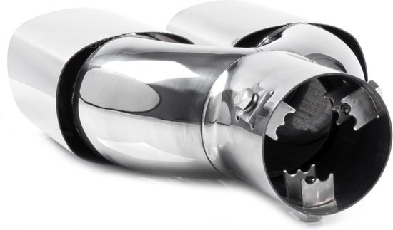 AMiO Dubbele Uitlaat Chrome Recht 42-62mm Kopstuk / Eindstuk Vierkant [Uitlaat Sierstuk - Uitlaat Tuning - Uitlaat Koppelstuk]