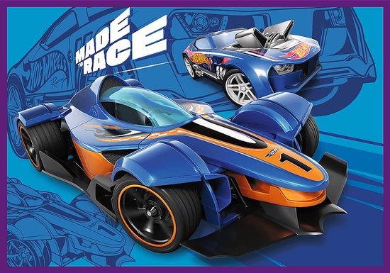 Trefl Hot Wheels - Puzzelset 4-in-1 - 250 stuks - 33x23 cm - Kalanderd Papier; Milieuvriendelijk