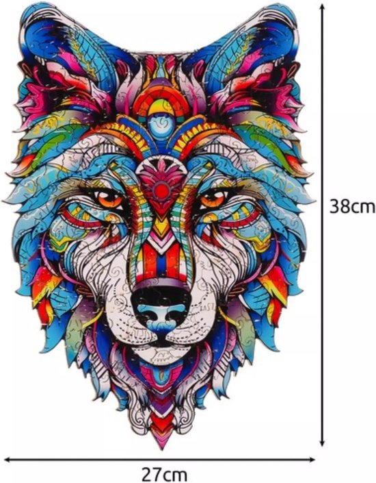 Kruzzel Houten Wolf Puzzel – 170 Stukken – Kleurrijke en Unieke Decoratieve Puzzel
