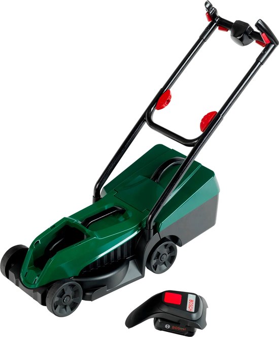 Klein Toys Bosch tuin grasmaaier - 57x19.5x56 cm - incl. verwijderbare grasvanger, licht- en geluidseffecten - groen rood