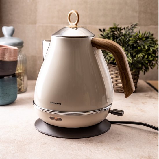 Klausberg 7708 - Retro Waterkoker - 1,7L - RVS - Gebroken wit