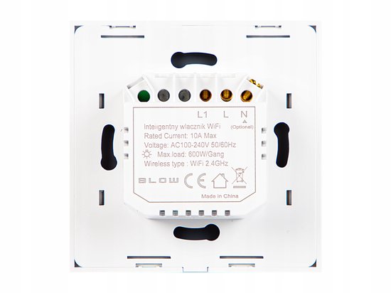 Slimme Touch Lichtschakelaar Wit Glas WiFi Tuya 60mm LED