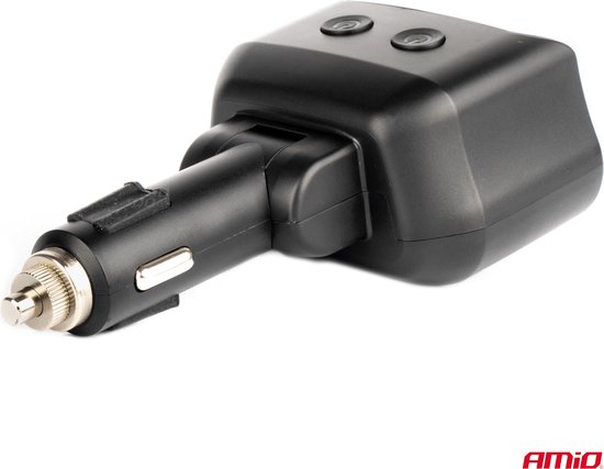 AMiO Dubbele Sigarettenaansteker Plug Splitter met (2x USB-A & 1x USB-C) 12V/24V en Voltmeter Zwart