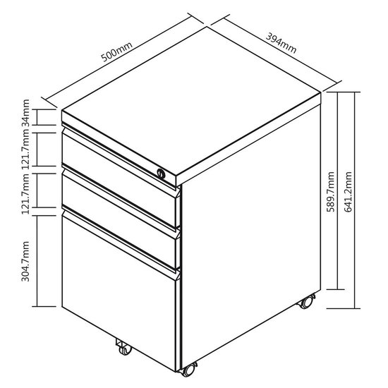 Maclean MC-850 - Ladeblok - Ladeblok Bureau - Ladesysteem - Kast voor onder Bureau - op Wieltjes - Zwart