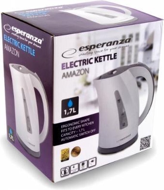 Esperanza EKK022 waterkoker 1,7 l Grijs, Wit 2200 W