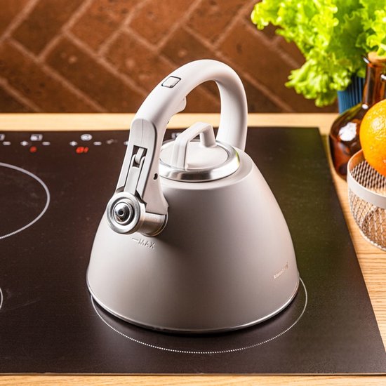 KLAUSBERG KB-7953 Fluitketel 2,5 L – Latte Beige Mat – RVS – Soft-Touch – Inductie – Met Fluit