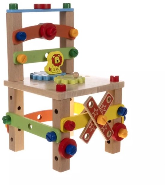 Kruzzel Houten Bouwstoel - Educatieve DIY Speelset voor Kinderen