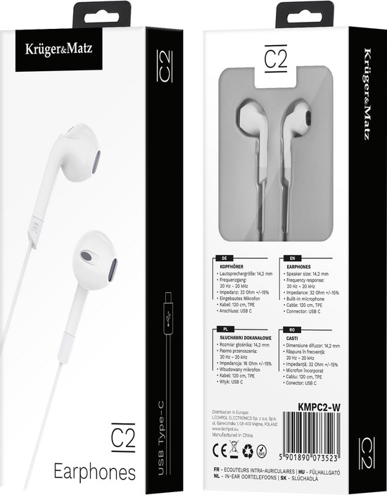 Krüger&Matz C2 - In-ear Koptelefoon - USB-C - 14,2 mm Drivers - Microfoon