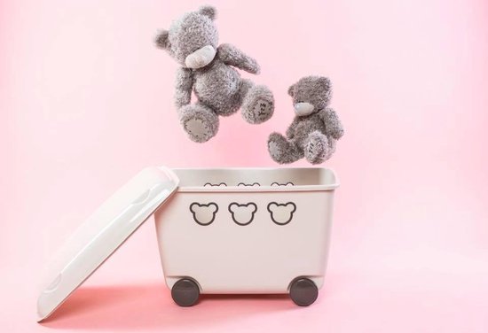 Speelgoedopberger - Grote container voor speelgoeden op wielen 55L BranQ Teddy wit