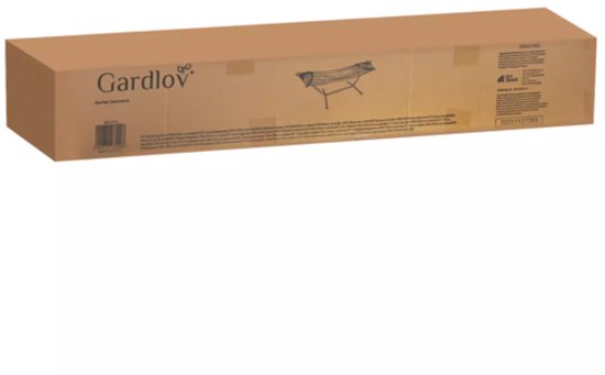 Gardlov Grijze tweepersoons hangmat met frame 200 x 150 cm belastbaar tot 250 kg