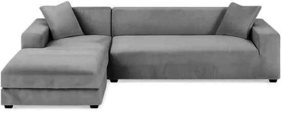 Ruhhy Bankhoes Donkergrijs 190–230 cm – Met Kussenhoes & Stretchstof