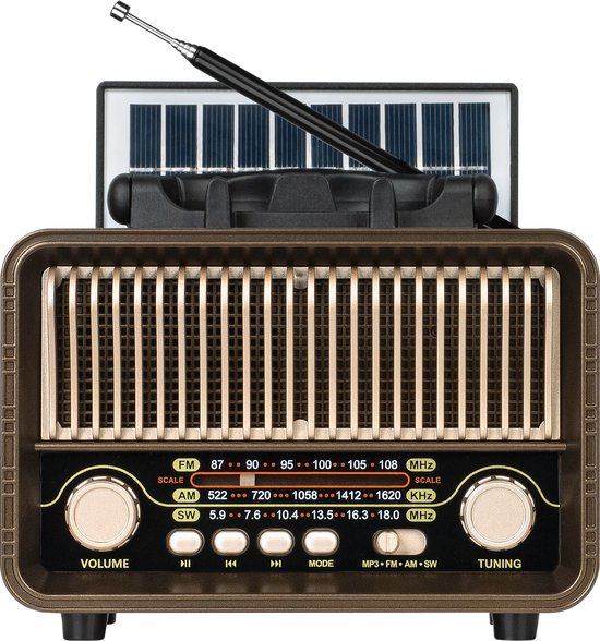 Krüger&Matz KM 832 - Draagbare Solar Radio - Bluetooth - AUX - Solar Opladen