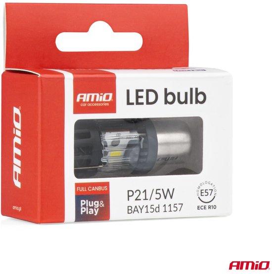 AMiO LED Lamp LumiTec BAY15D P21/5W 12V FULL CANBUS – Helder Wit LED Vervanger (1 stuk)
