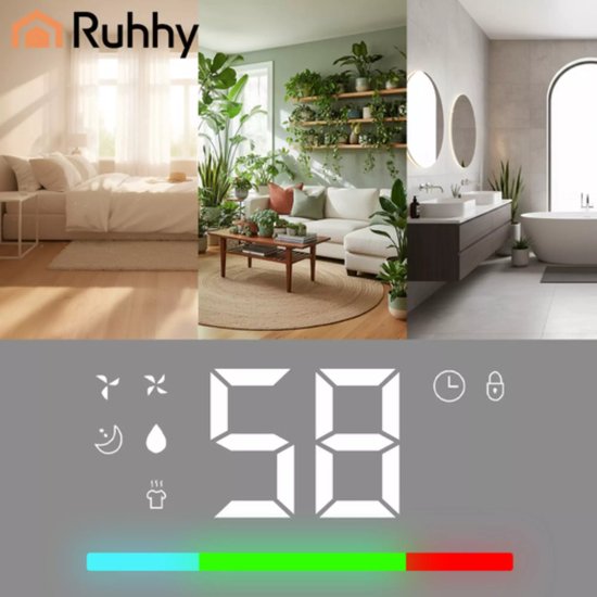Ruhhy Slimme luchtontvochtiger Brisoo 2000 – 20L/24h capaciteit, WiFi-bediening, stille werking en 4,3L tank voor thuisgebruik