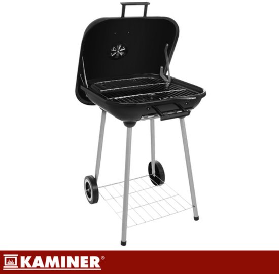 Kaminer Houtskoolbarbecue met deksel, 77 x 53 x 46 cm voor tuin en terras