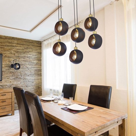 Adviti Jala Hanglamp - Zwart E27 - 6 Lichtbronnen