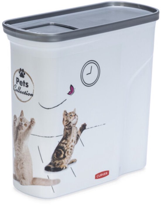 Curver Voedselcontainer Kat - 2L - 21x9x20cm - Wit/Grijs