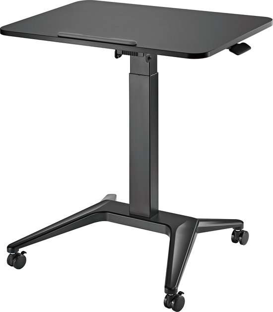 Maclean - zit-sta bureau - laptoptafel - Verrijdbaar laptop bureau - hoogteverstelling - 80x52cm, 8kg max, 109cm - MC-453B - Zwart