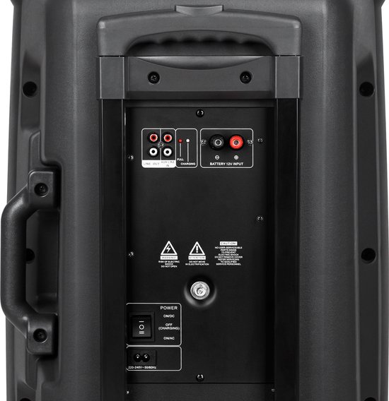 Krüger & Matz KM1715 professionele mobiele luidspreker party speaker box (met 2 UHF draadloze microf