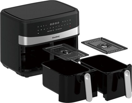Klausberg 7573 - Dubbele Airfryer XXL - Heteluchtfriteuse - touchscreen - 9Liter - 1750W