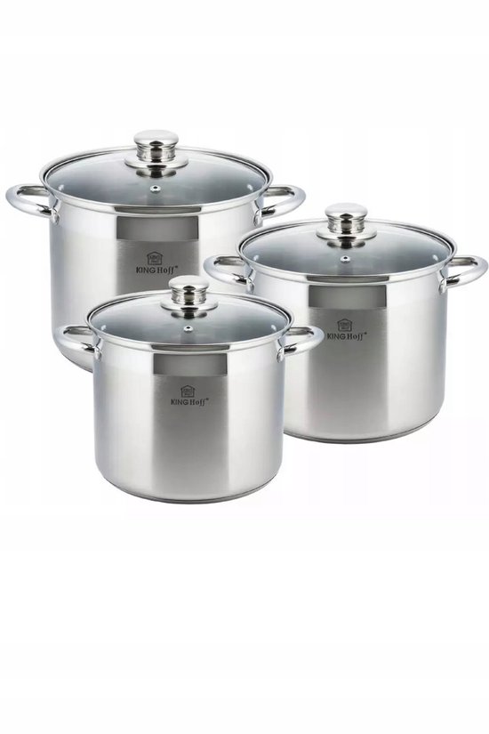 RVS Pannenset 4L, 5.5L, 7.2L - 6 Delig - Inductie Geschikt