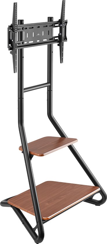Maclean - Vrijstaande TV-/hoekbeugel - bauhausstijl / houten schappen met twee etages / max. 40 kg, 37-75''- MC-455