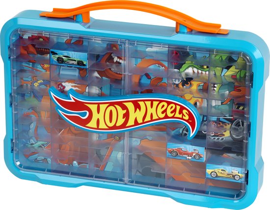 Klein Toys Hot Wheels - verzamelkoffer - vitrine - geschikt voor 54 auto's - blauw oranje