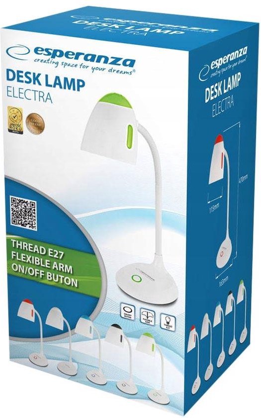 Bureaulamp Esperanza ELD110W Wit Plastic 12 W