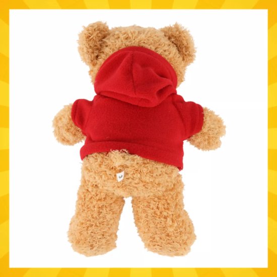 Kruzzel Zachte teddybeer 30 cm – lichtbruine pluche beer met rode trui, veilig voor kinderen