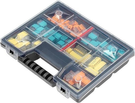 Transparante push-in connectoren in assortimentsdoos - 123 stuks - Ideaal voor DIY, klussen & verbouwen (lasklemmen/kabelverbinders)