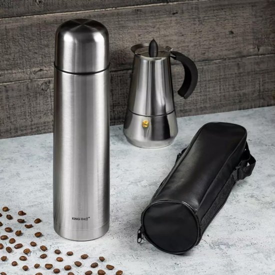 Kinghoff 4052 Roestvrijstalen Thermosfles - 500ml - Dubbelwandige Isolatie - Warm & Koud - Thermoskan - Isoleerkan