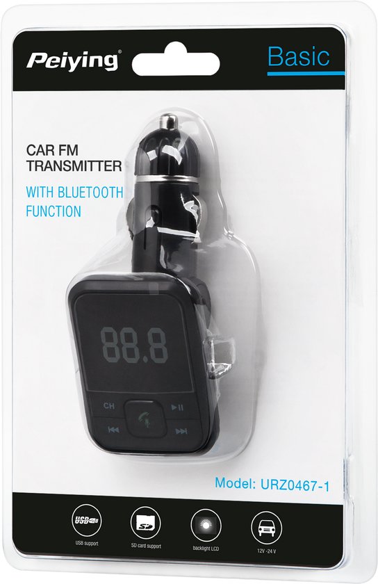 Peiying URZ0467-1 - FM Transmitter - Bluetooth - USB - microSD