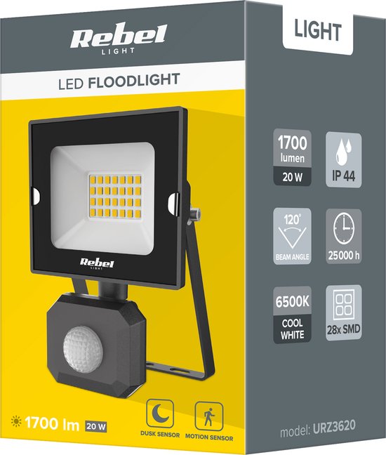Rebel - LED Reflektor 20W - IP44 - Sensor