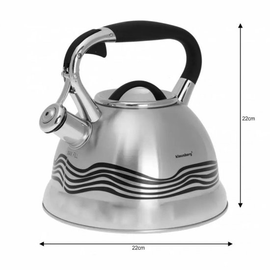 Klausberg KB-7048  fluitketel - 2,7L - rvs - alle warmtebronnen