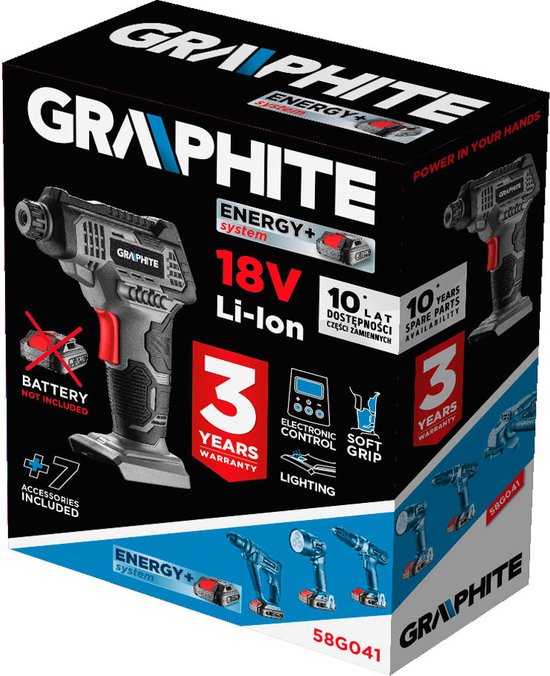 GRAPHITE 58G041 Accu Compressor, 18V Li-ION ENERGY +
