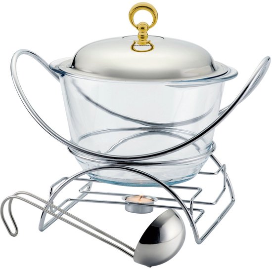 Klausberg 7920 - voedselverwarmer - pot vorm - RVS / glas / 4 liter